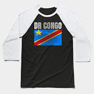 Distressed DR Congo Flag Graphic Gifts for Men Women Congolese Baseball T-Shirt